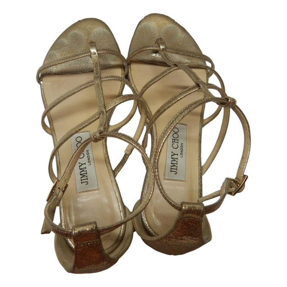 Jimmy Choo Gold Dory Flat Women's Strappy Sandals Size 6